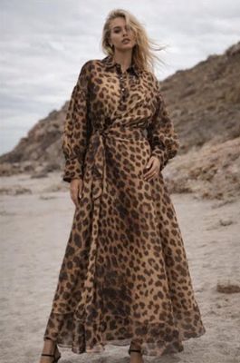 Robe longue imprimée léopard