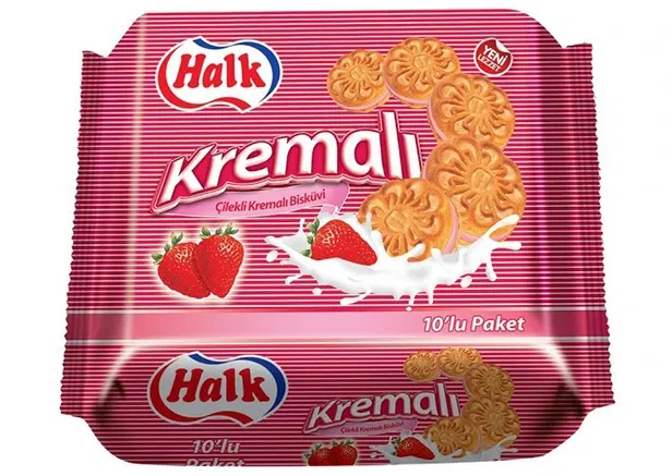Halk Kremalı Bisküvi 10’lu Paket Çilekli