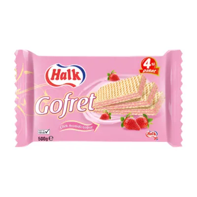 Halk Gofret Çilekli 500g