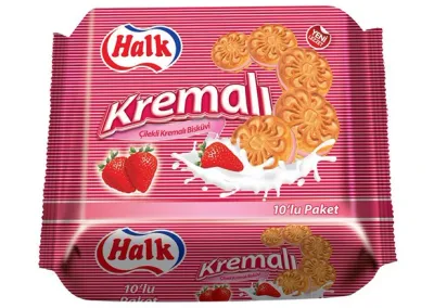 Halk Kremalı Bisküvi 10’lu Paket Çilekli