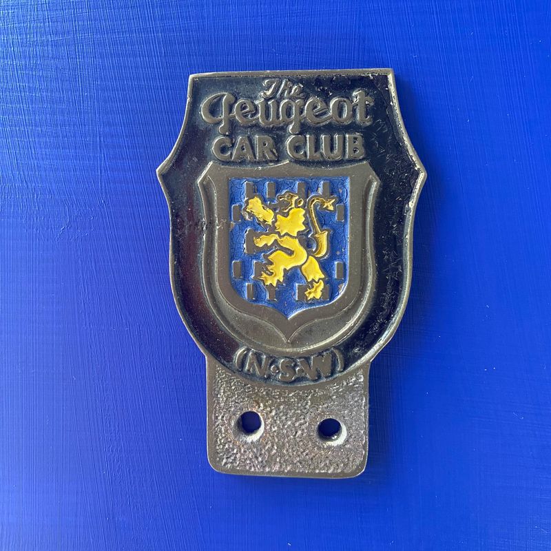 Peugeot 203 Bumper Bar Badge "Peugeot Car Club NSW"