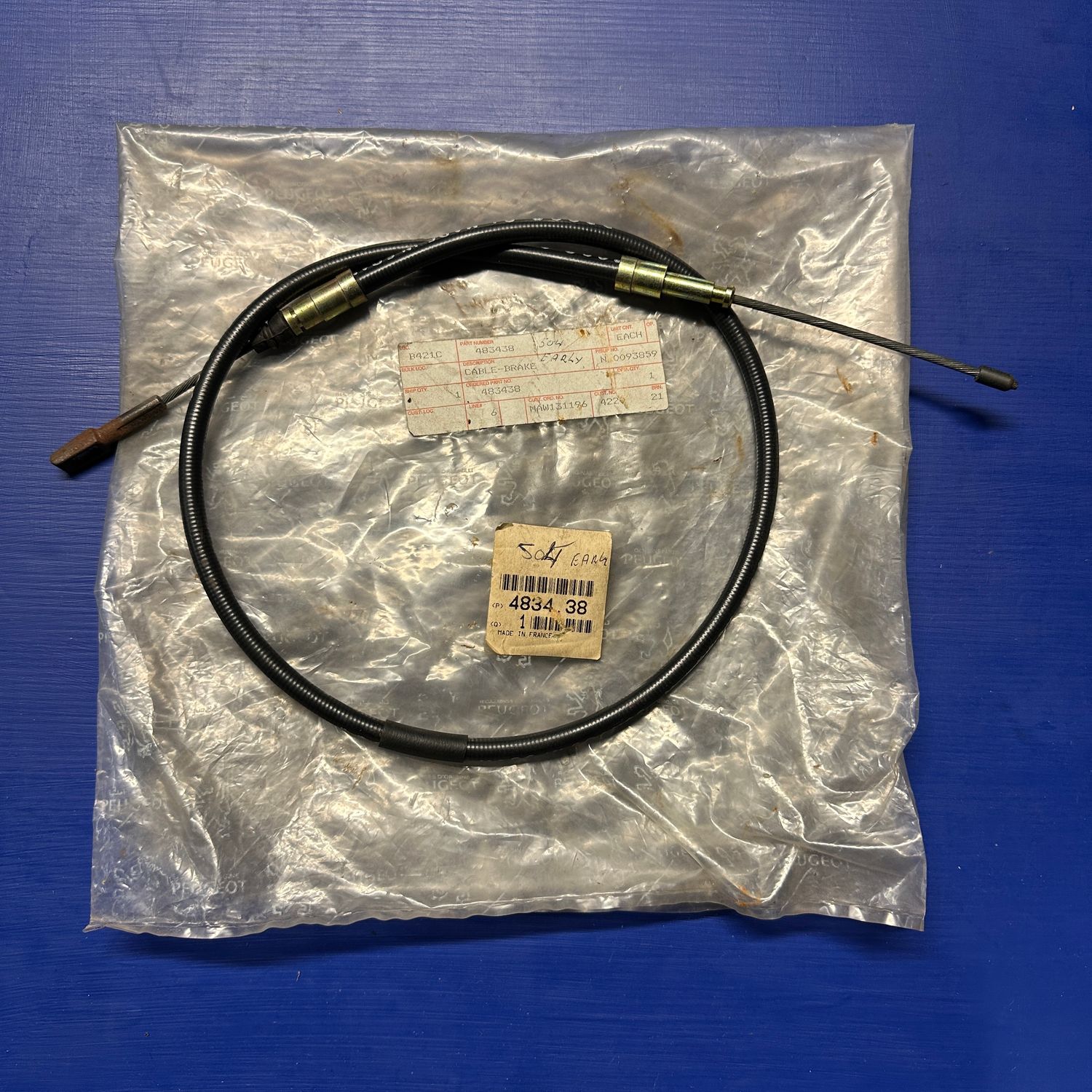 Peugeot 504 Sedan and Coupe Rear Handbrake Cable Left or Right 1969 to 1973. new
