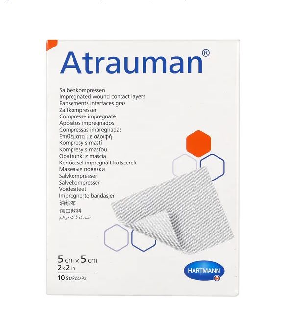 Atrauman dressing with ointment 5 x 5 cm, 10 pcs,