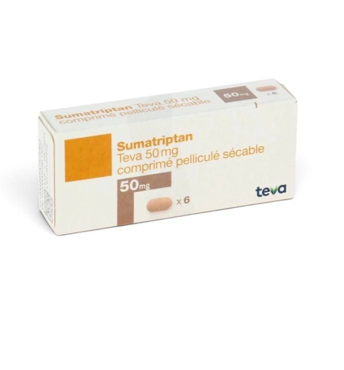 Sumatriptan (Teva) 50 mg, 6 film-coated tablets — product pack