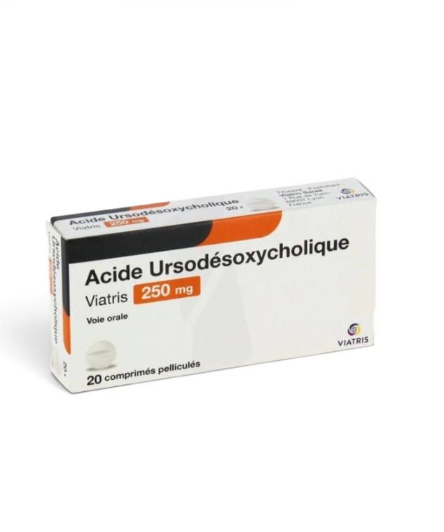 Ursodeoxycholic Acid (Viatris) 250 mg, 20 tablets — product pack