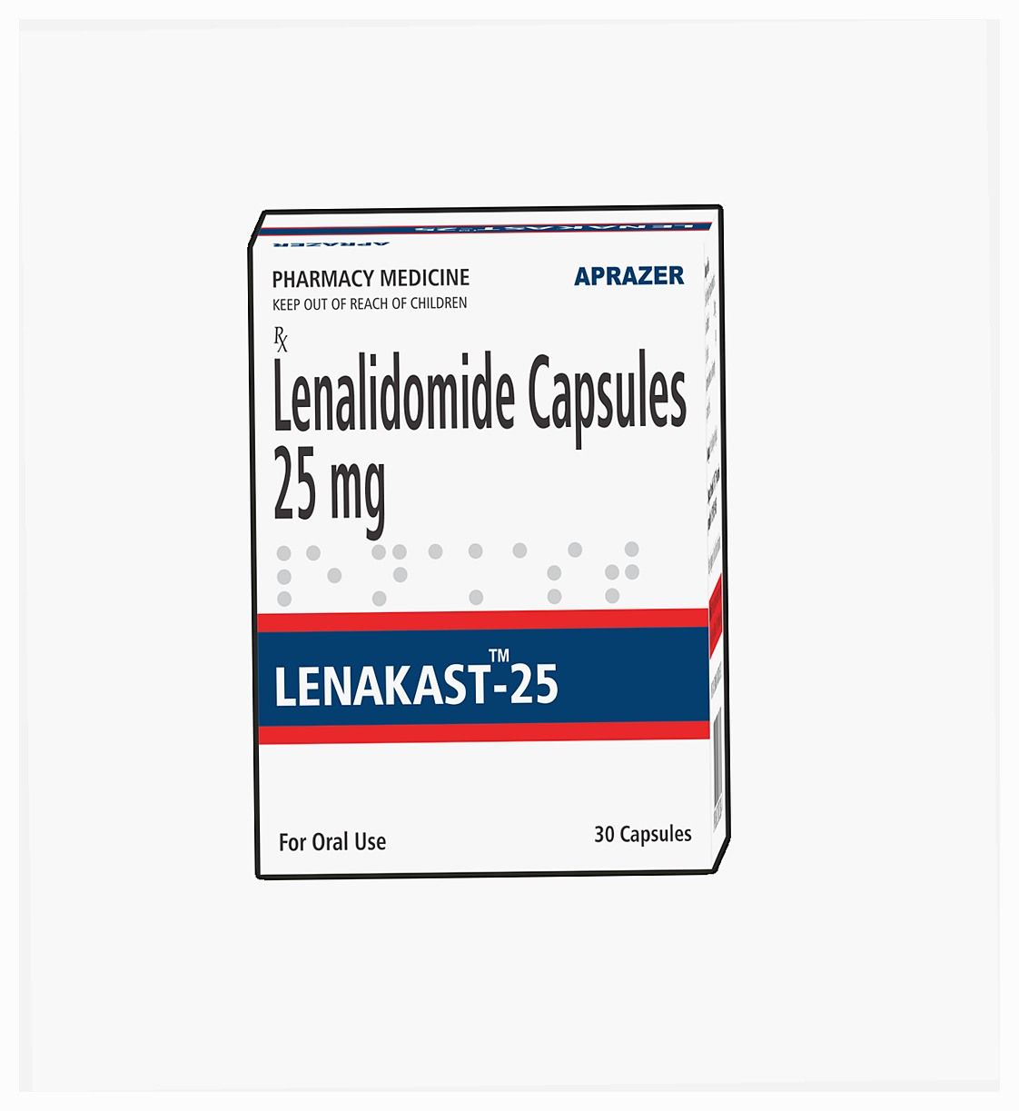 Lenakast 25 mg (Lenalidomide) box of 30 capsules - Aprazer, India
