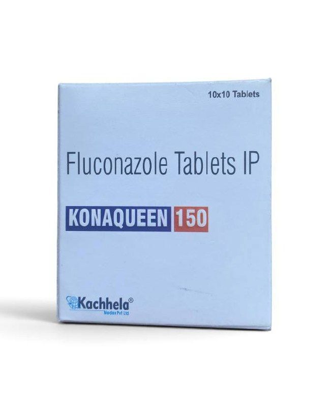 Konaqueen 150 fluconazole 150 mg tablets by Kachhela Medex - product pack, 100 tablets