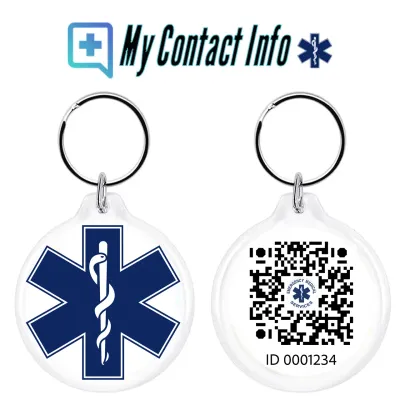 ICE ID QR CODE ROUND KEYRINGS