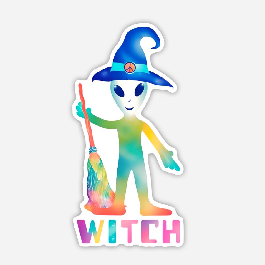 Pixie the Colorful Alien Witch Sticker