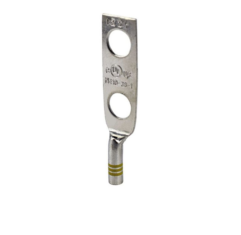 SystemShield #10–14 AWG Two-Hole Copper Compression Lug — 3/8" Hole — 1" Spacing