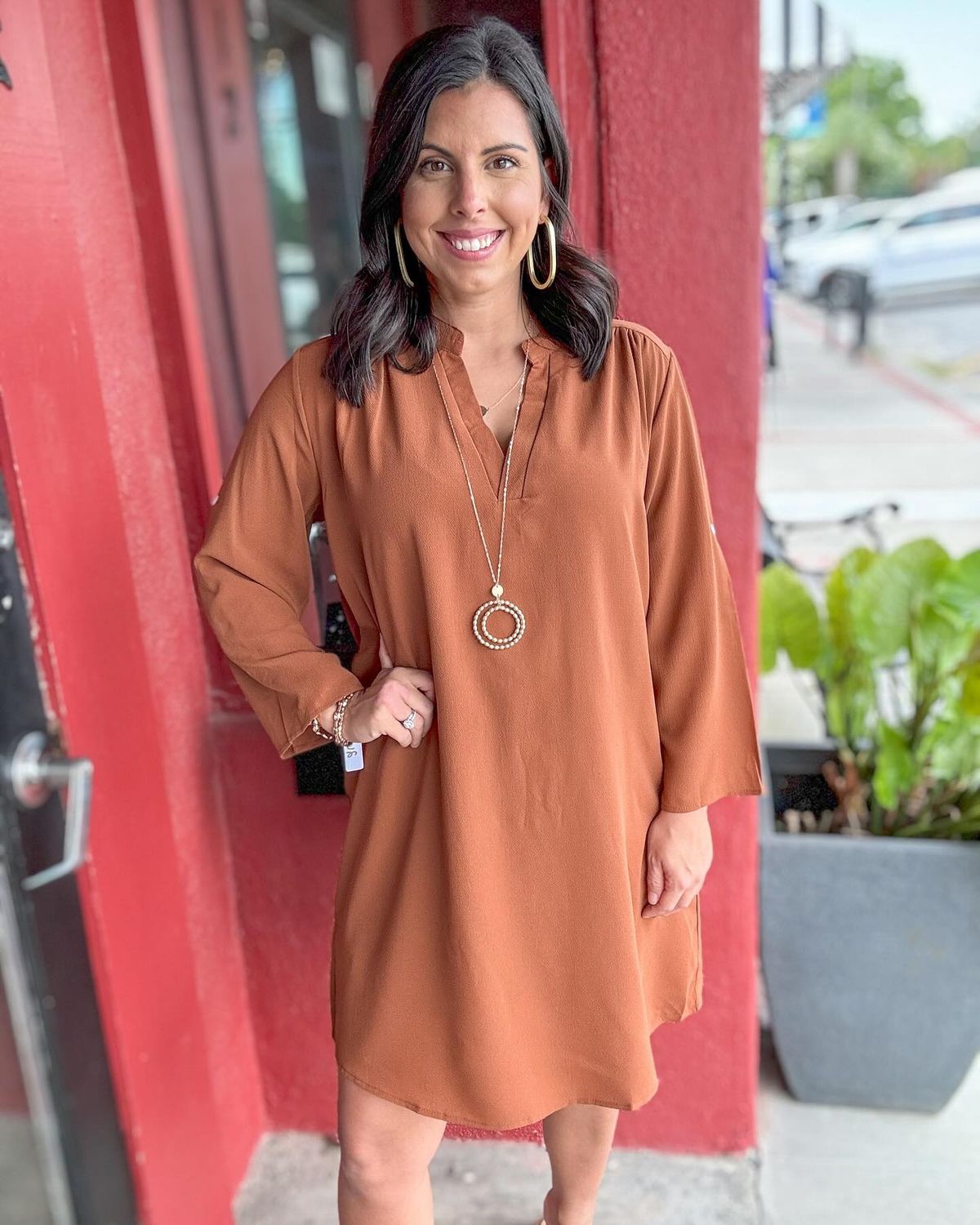 3/4 Sleeve Shirt Dress