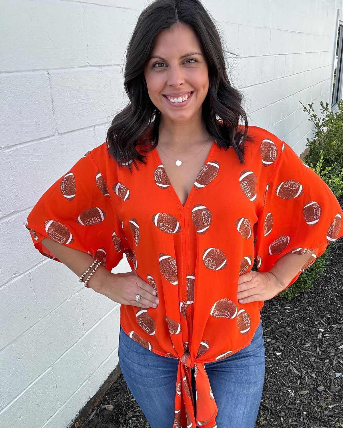 Go Orange Football Top with Tie Front