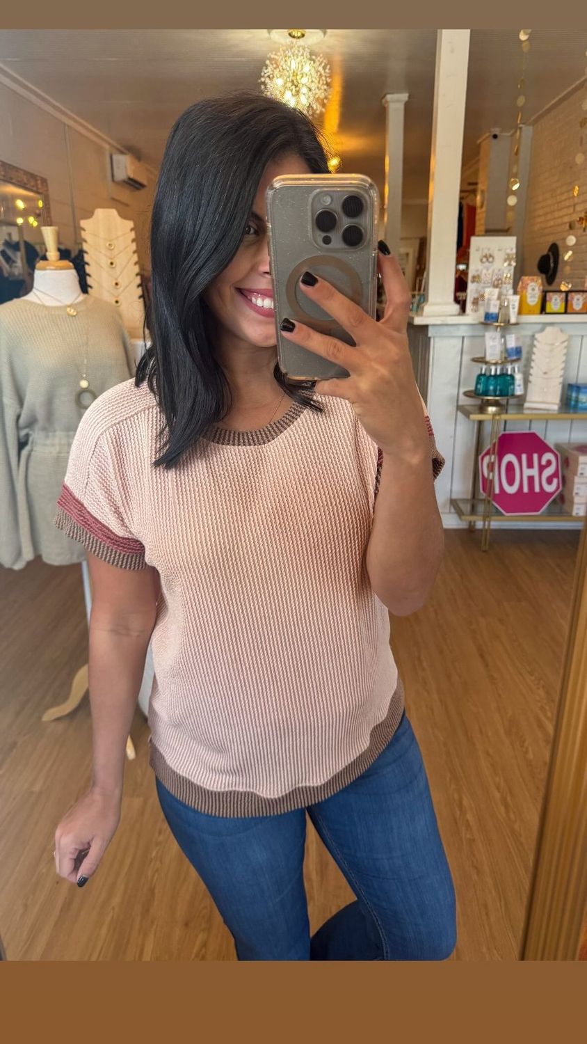 Nude Ruffled Sleeve Blouse