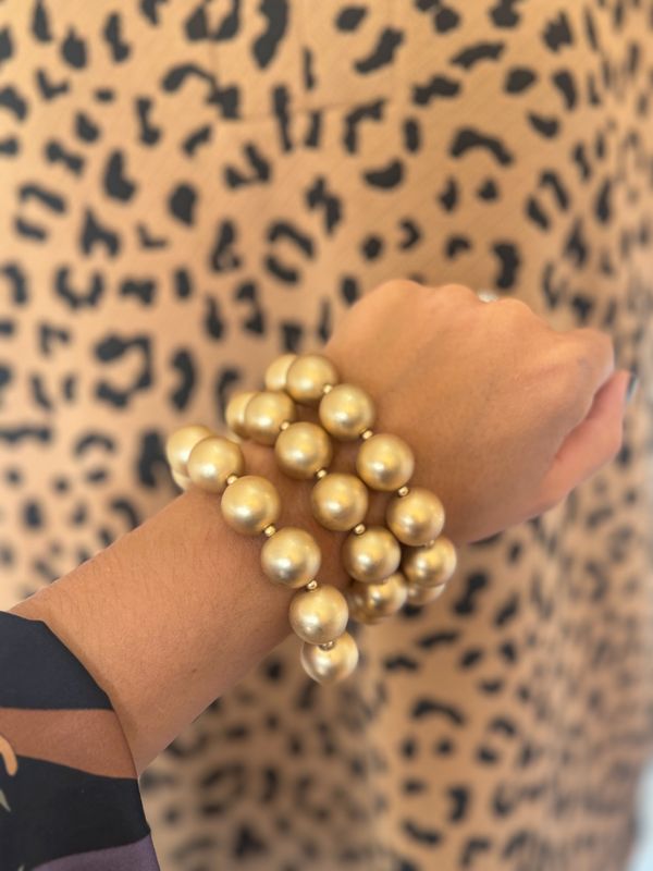 Set of 3 Matte Gold Bracelet Set