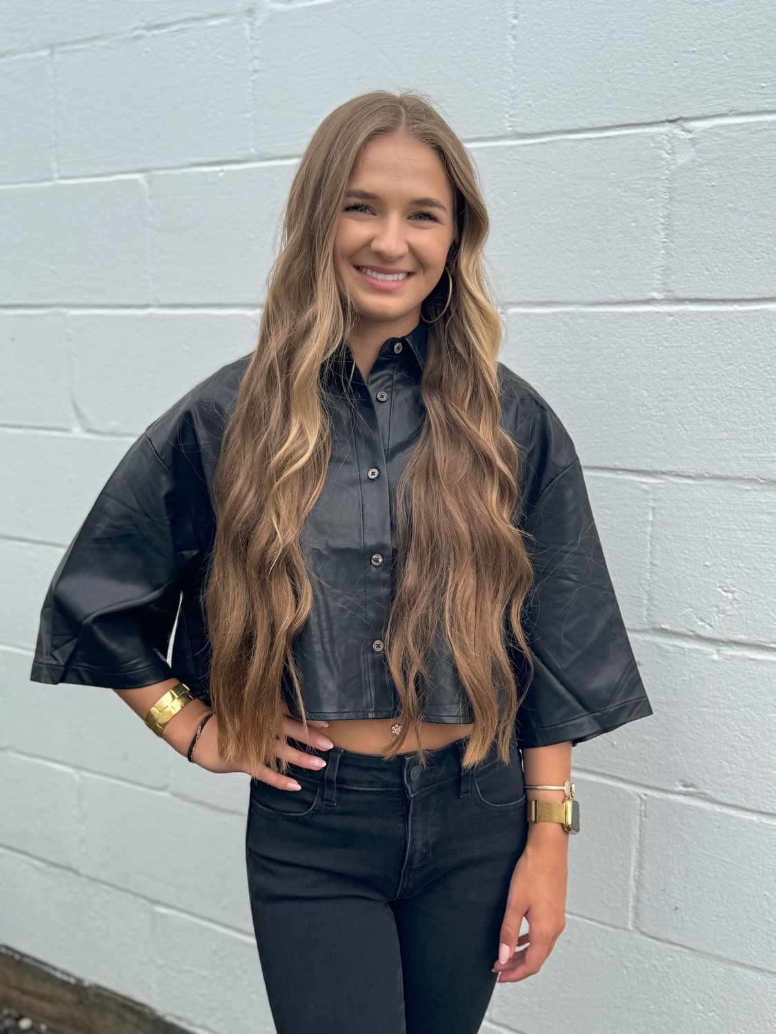 Black Leather Blouse