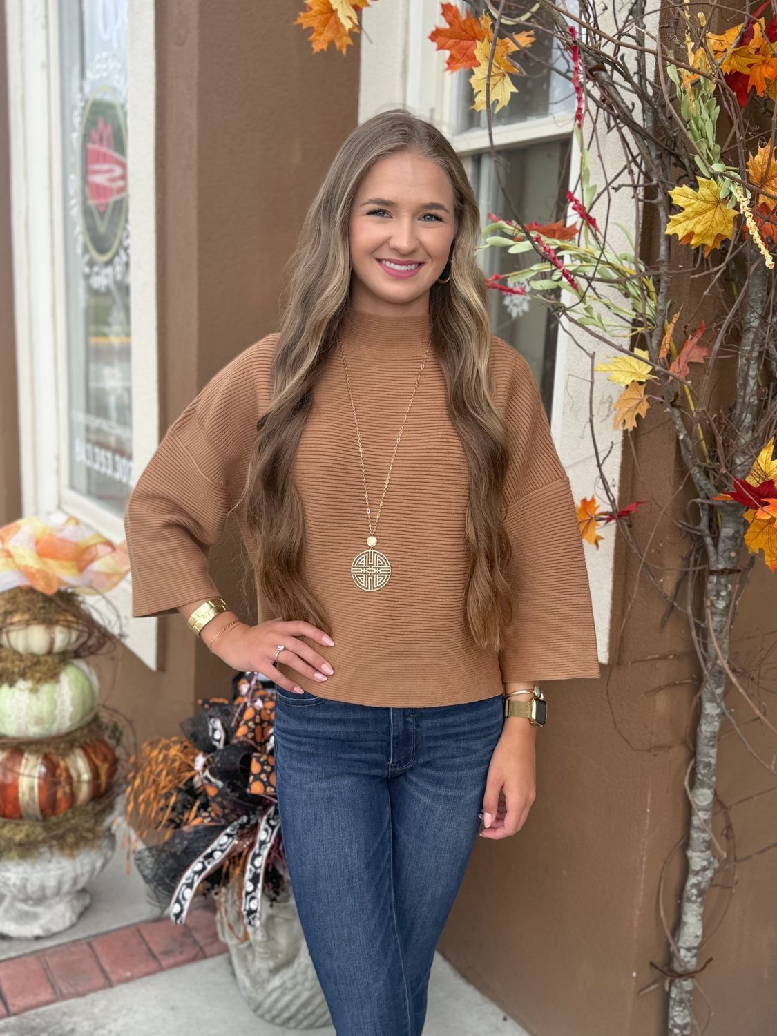 Camel Casual Sweater Top