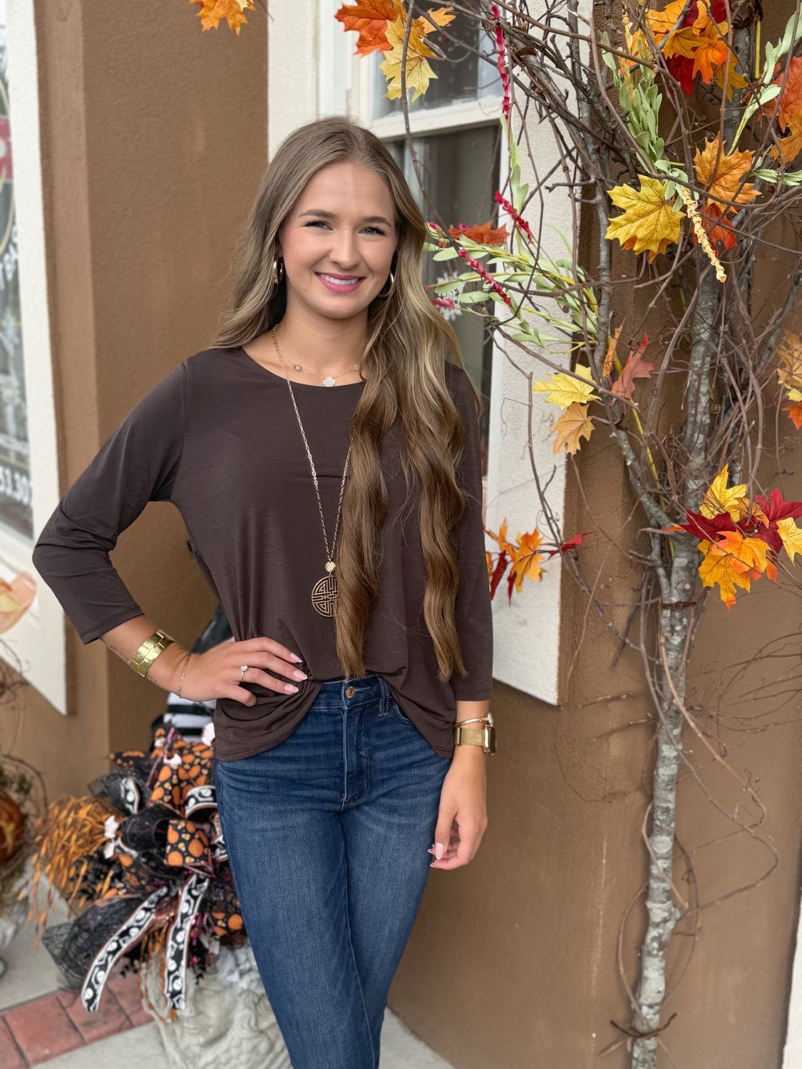 Chocolate Classic Round Neck Top