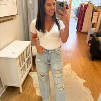 High Rise Distressed Skater Jeans