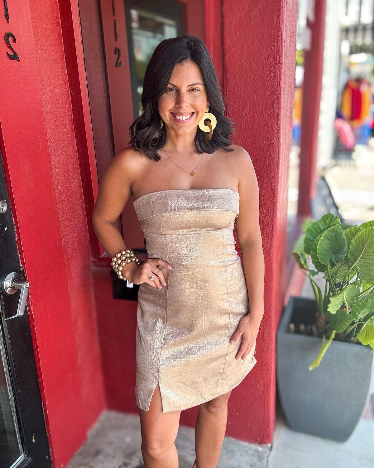 Shimmer Gold Bodycon Dress