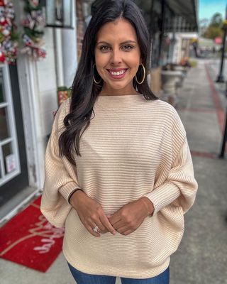 Solid Ribbed Boatneck Sweater