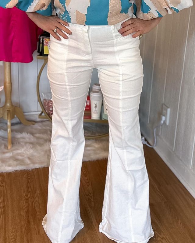 Off White High Waist Flare Jeans