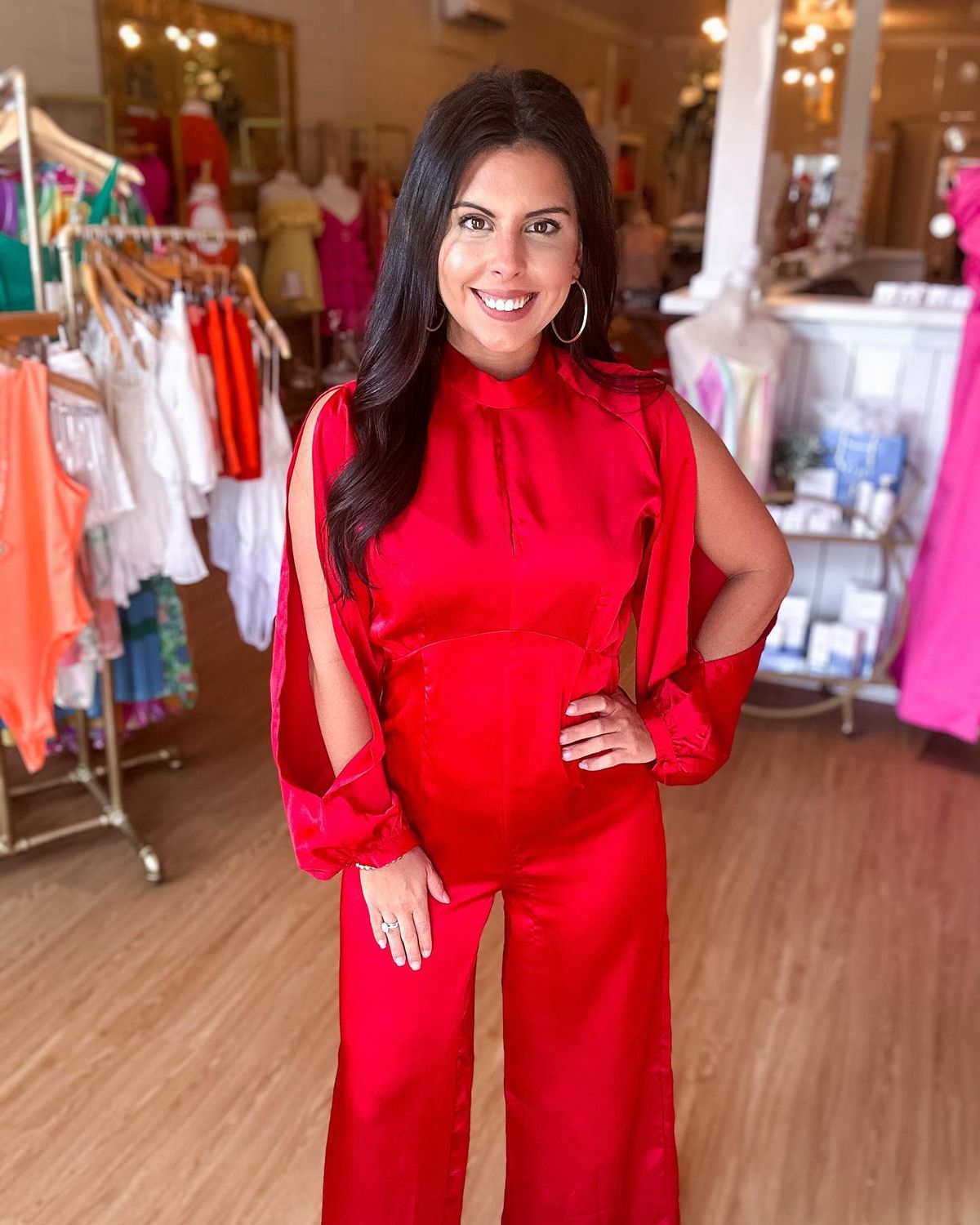 Red Open Back Jumpsuit