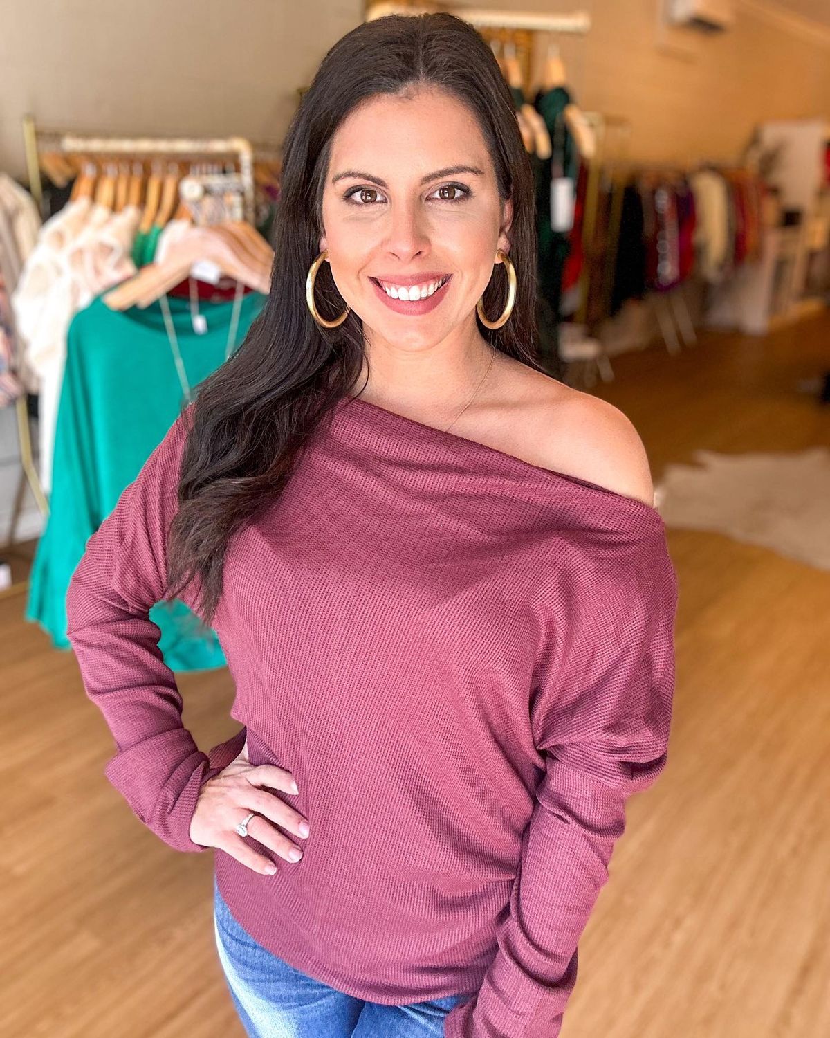 All You Need, Burgundy Dropped Shoulder Top