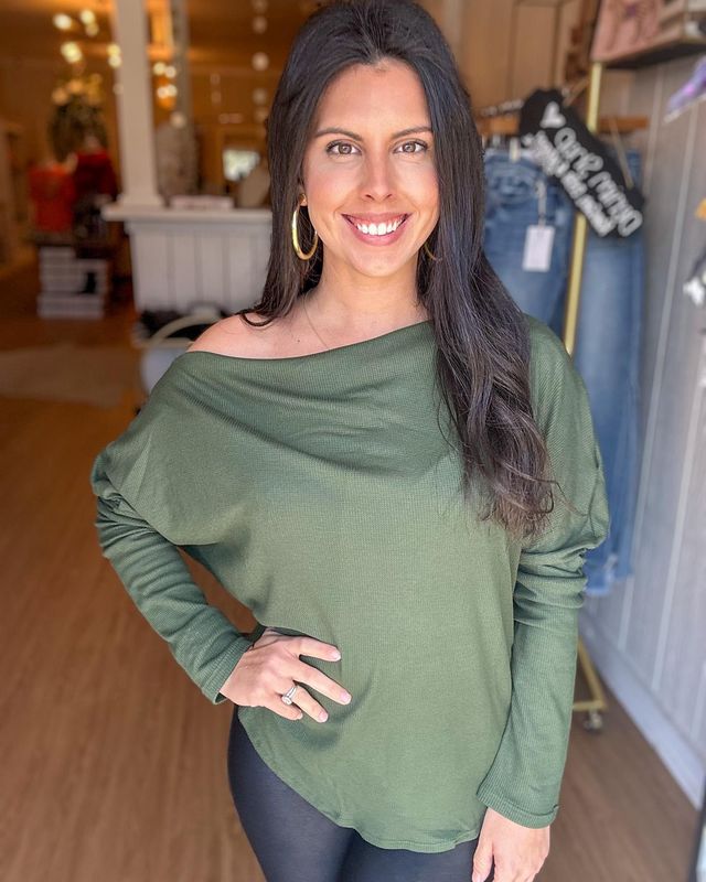 All You Need, Olive Dropped Shoulder Top