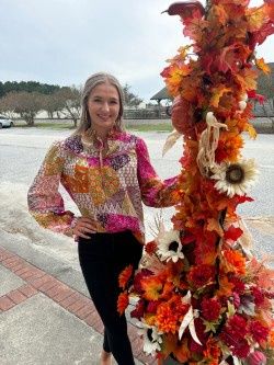 Fuchsia/Orange/Purple Patchwork Print Blouse