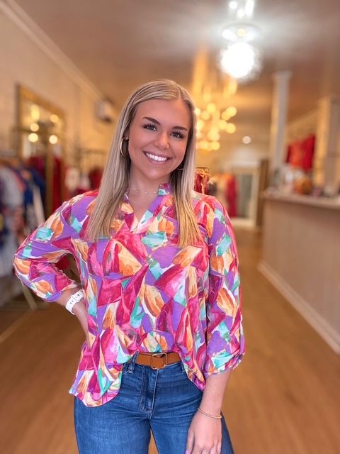 LIZZY medallion wrinkle free blouse