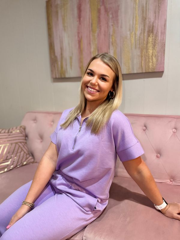 LILAC short sleeve quarter zip and pants modal