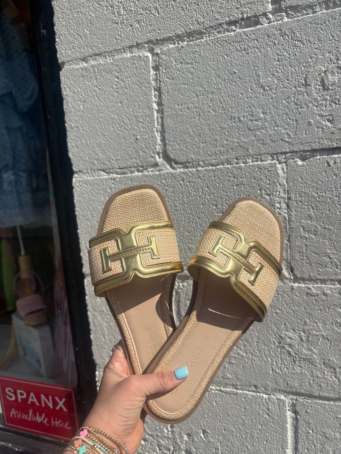 Raffia Slip On Sandals