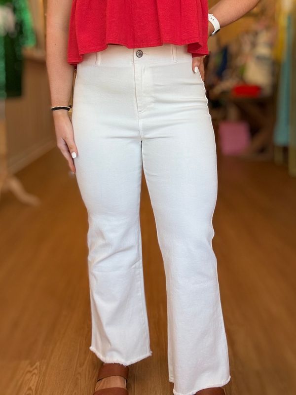 Soft washed stretchy high waisted flare jeans