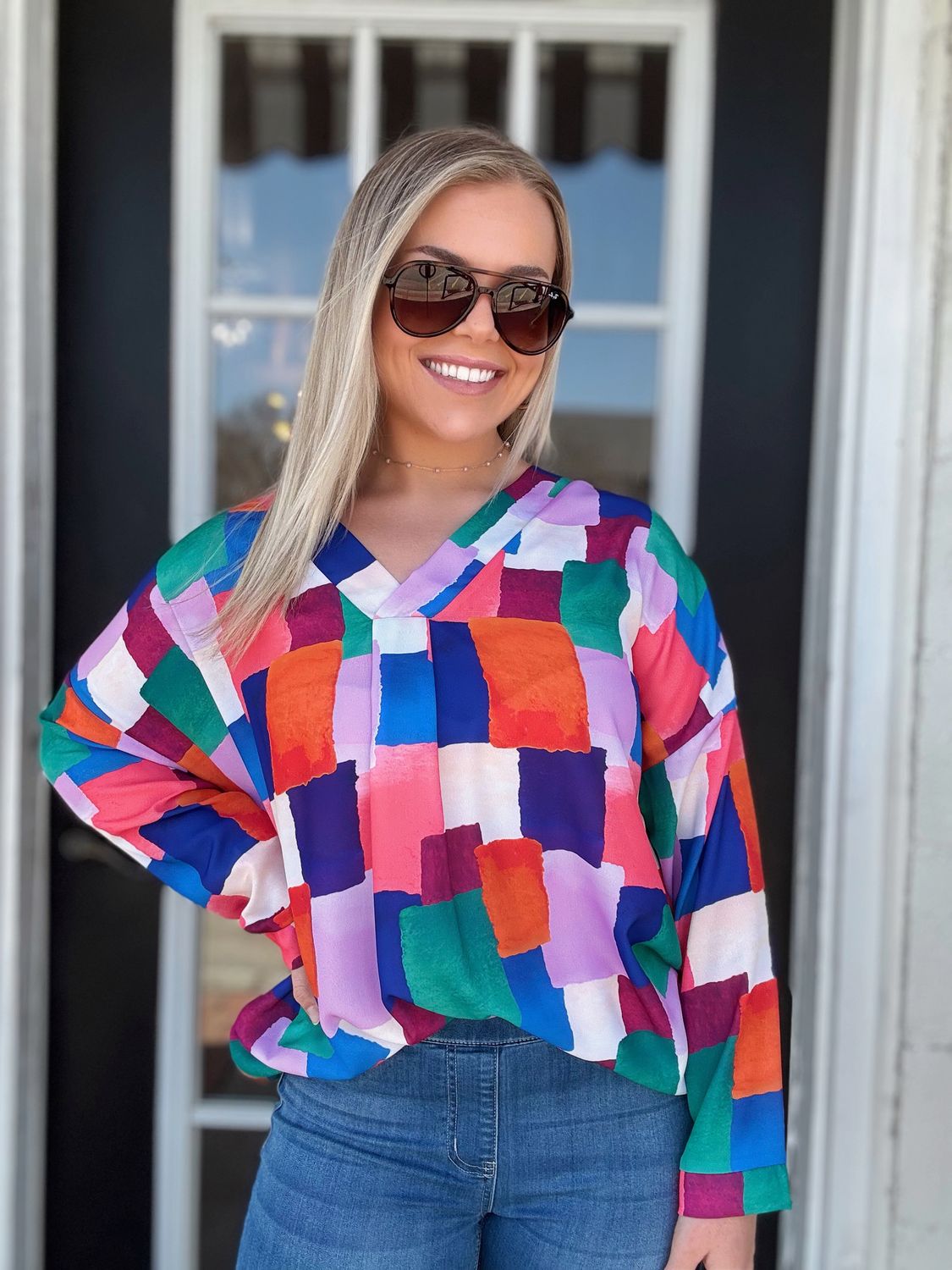 Multi Colored VNeck Top