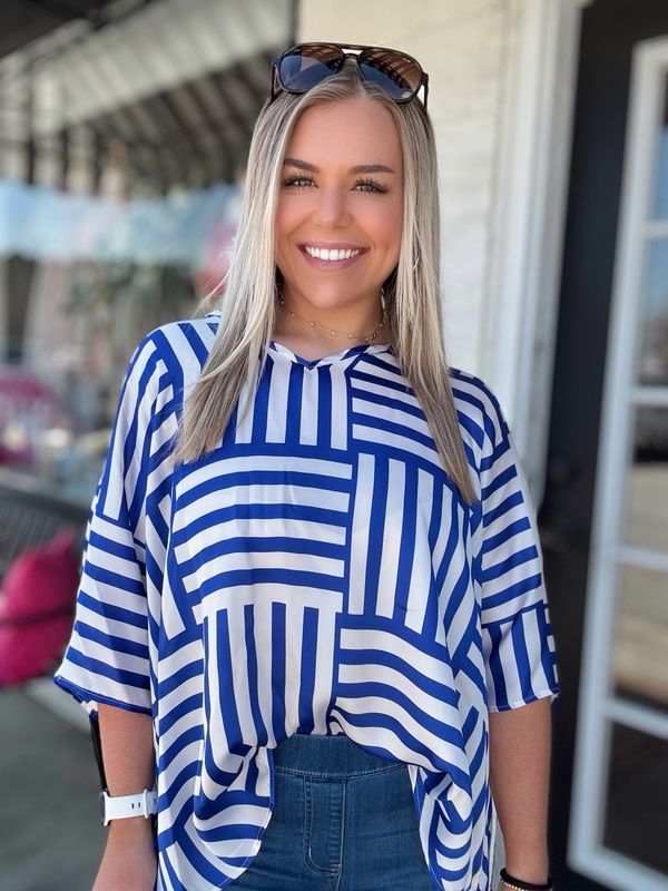 Royal Stripes Oversized Top