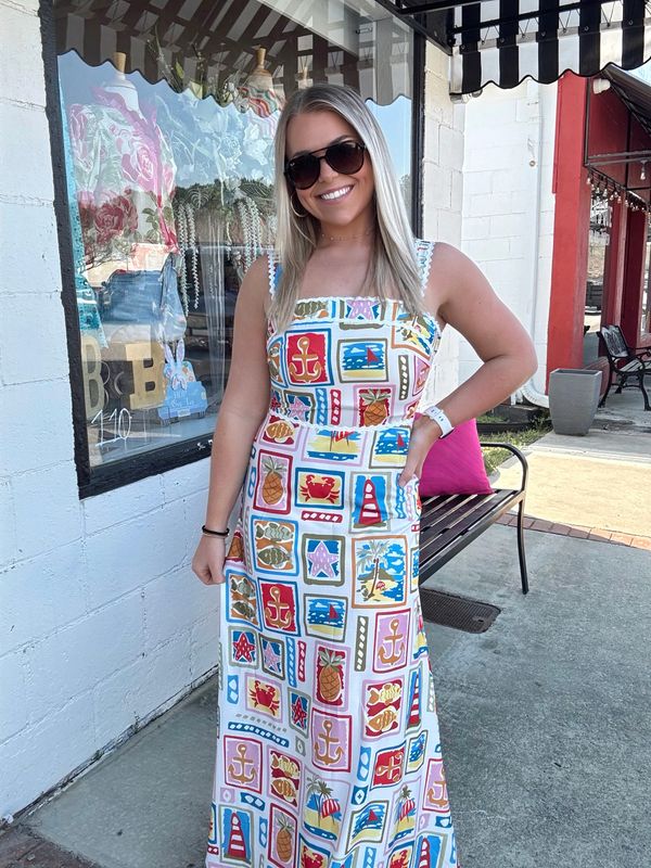 PRINTED SLEEVELESS SLIM FIT BEACH DRESS