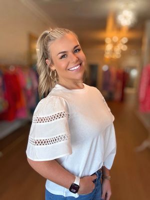 Cotton Lace Short Sleeve Casual Tee