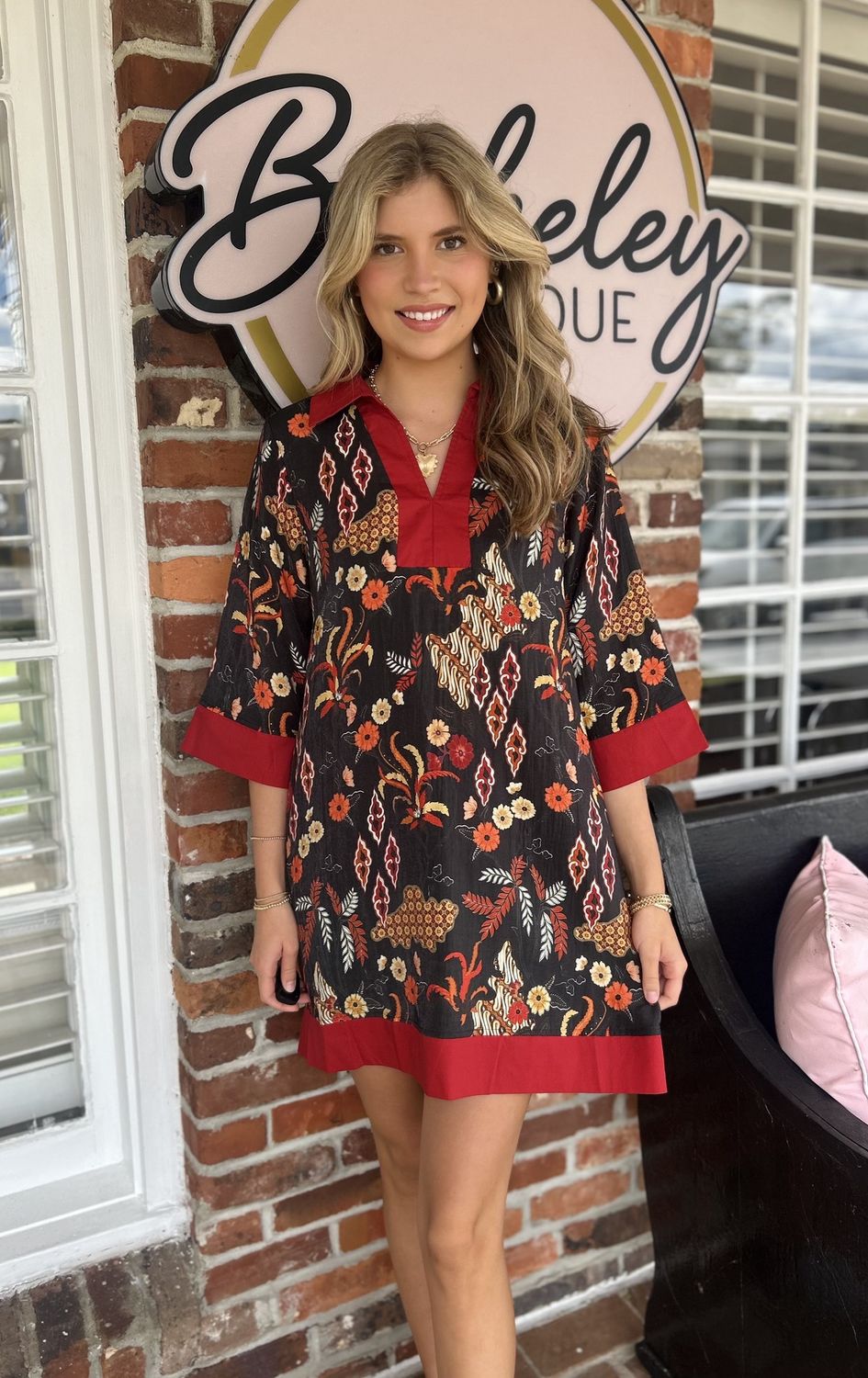 Quiet Radiance boho floral shift dress