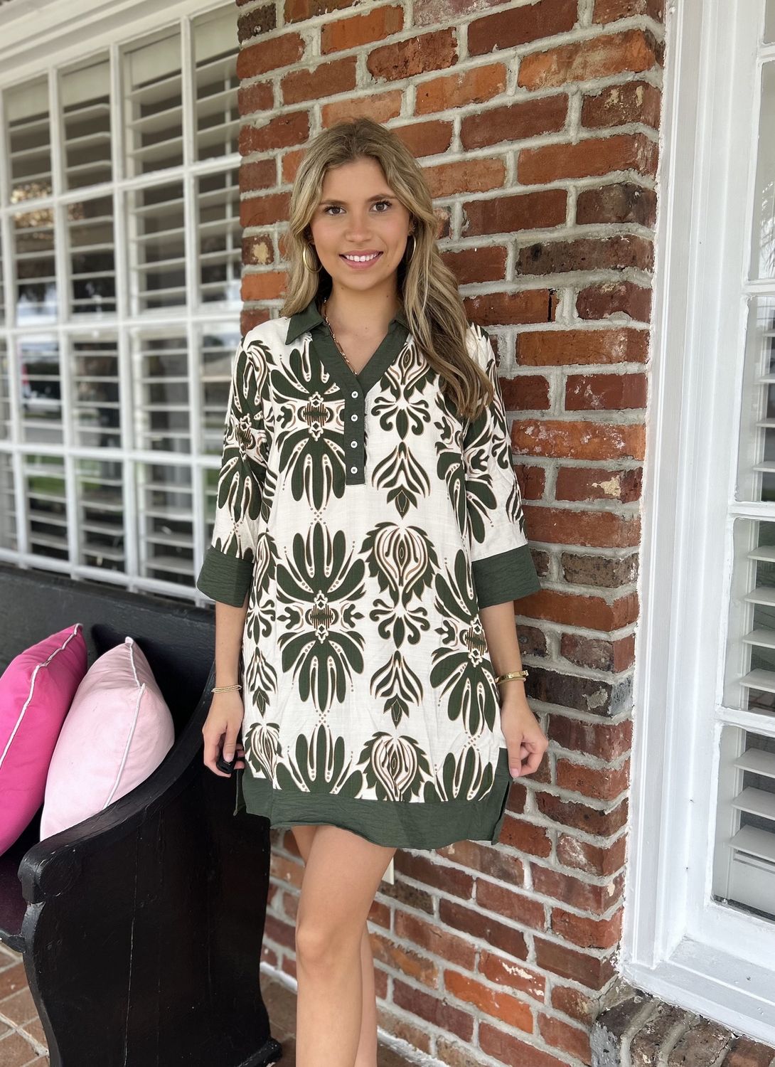 Let&#39;s Go Out Olive Mini Dress