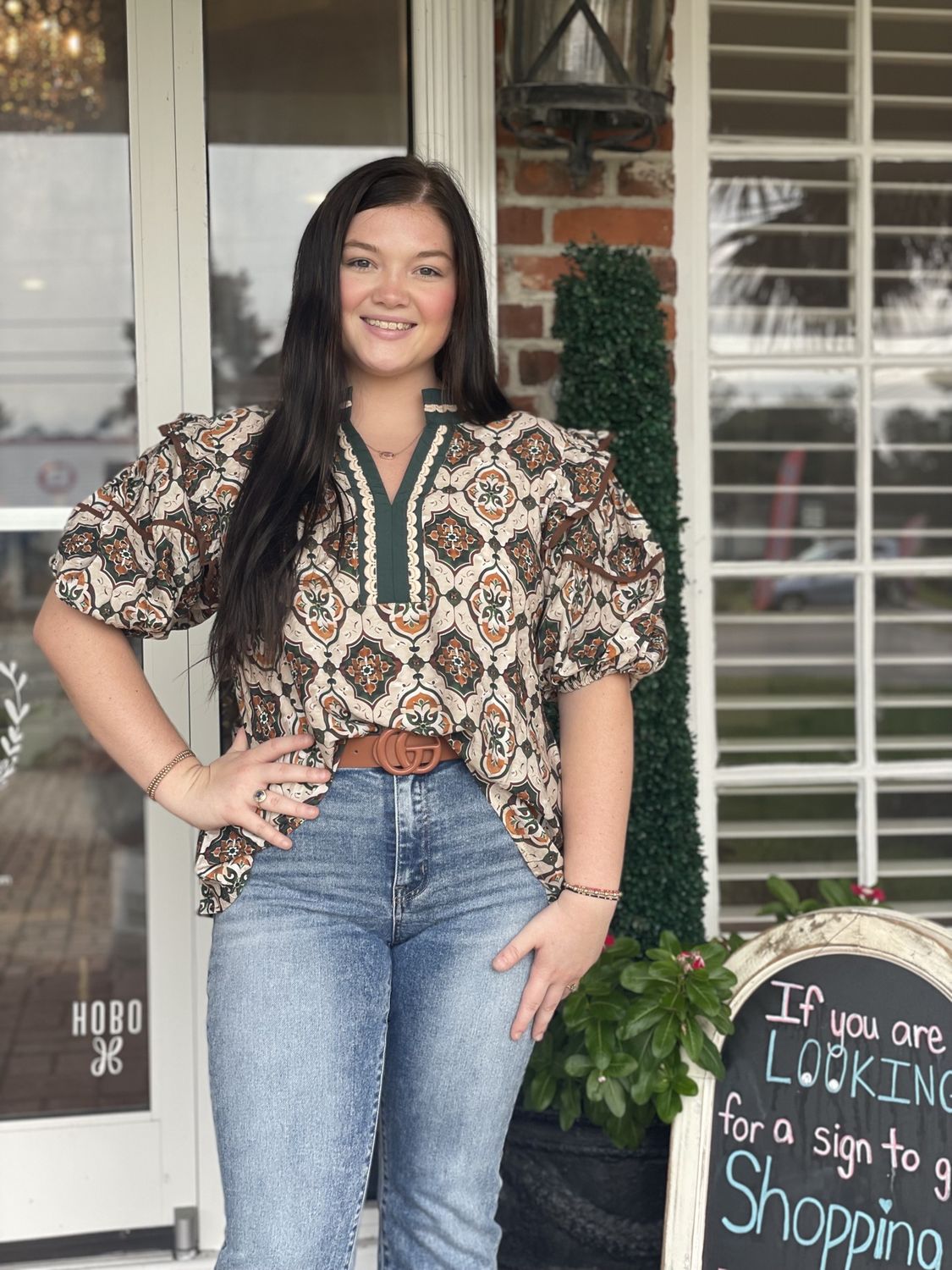 What Should We Do Today Puff Sleeve Ruffle Shoulder Top