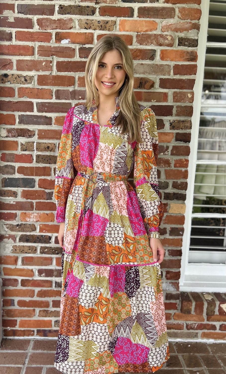 Just Take Your Time Patchwork Midi Dress