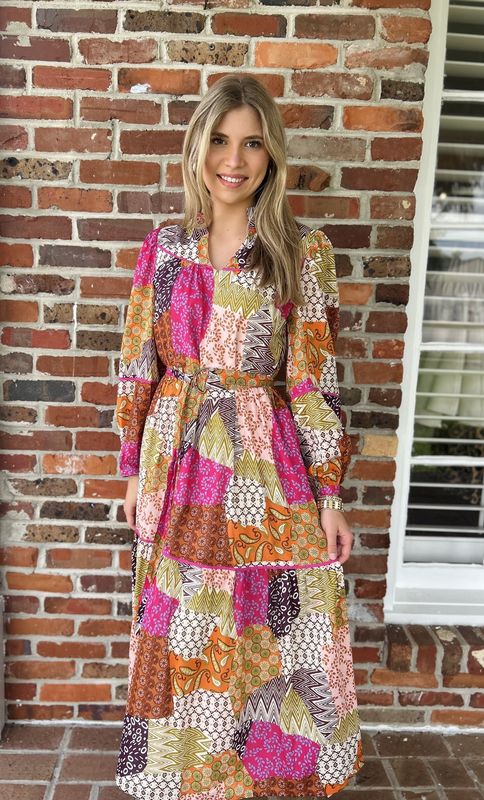 Just Take Your Time Patchwork Midi Dress