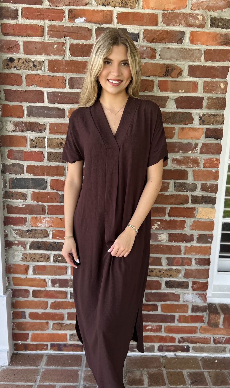 Taking It Easy Brown Midi Dress