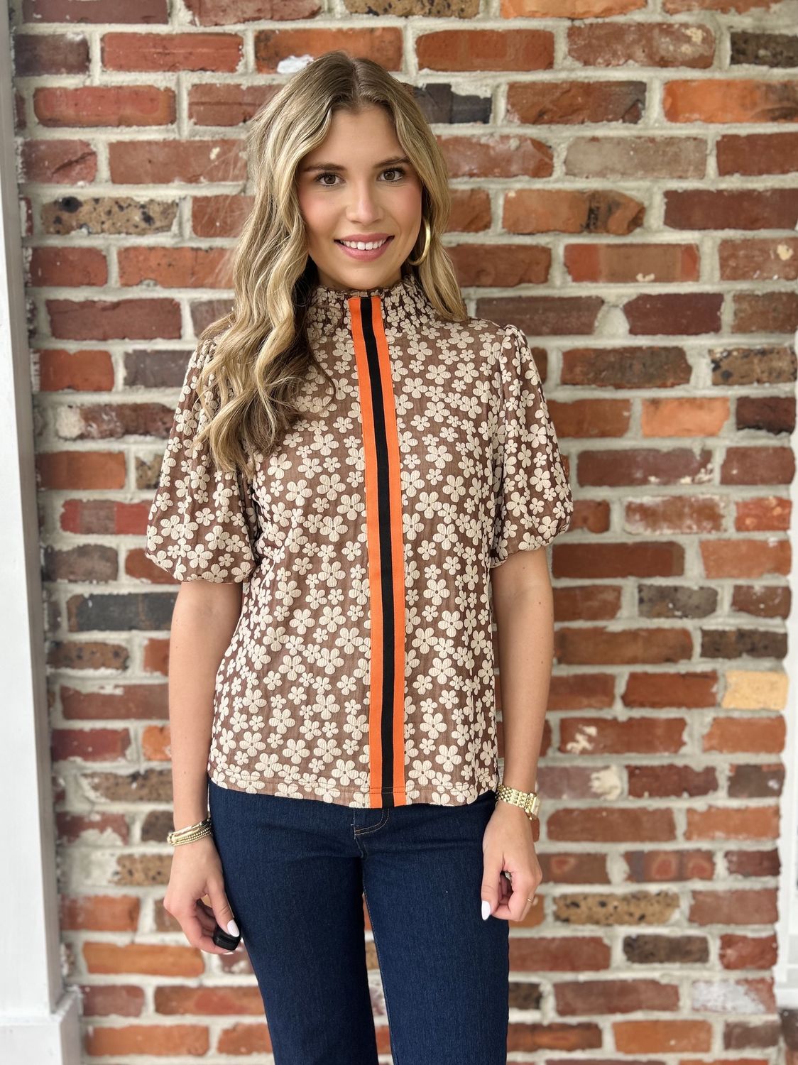 Take The Chance Mocked Neck Floral Top