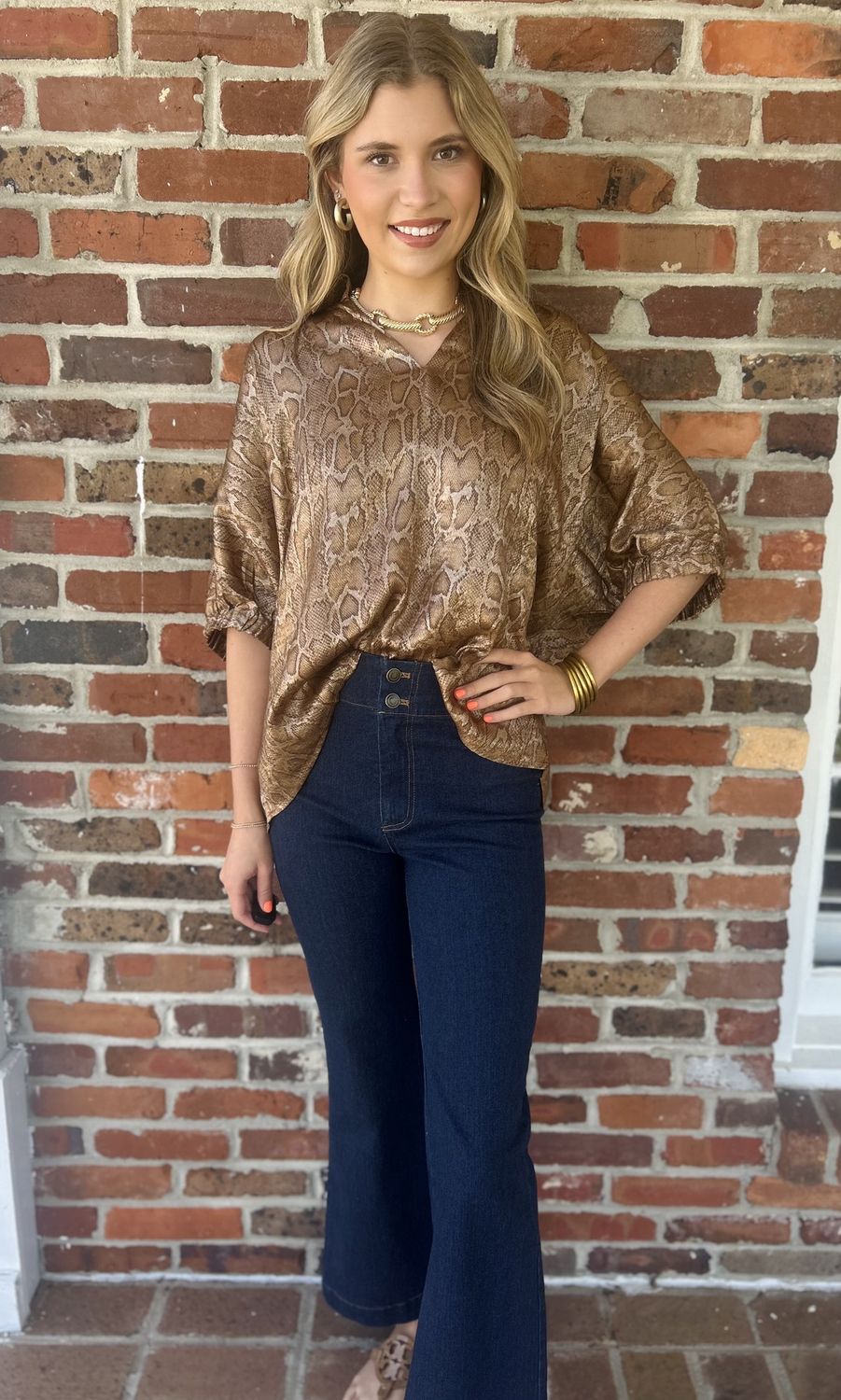 Golden Hour Snake Print Top