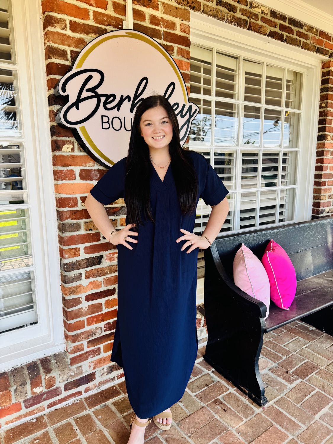 Taking A Stroll Downtown, Navy Midi