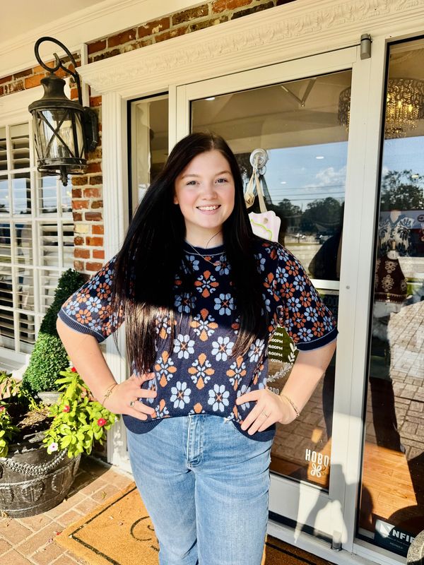 All Above Else, Puff Sleeve Floral Sweater