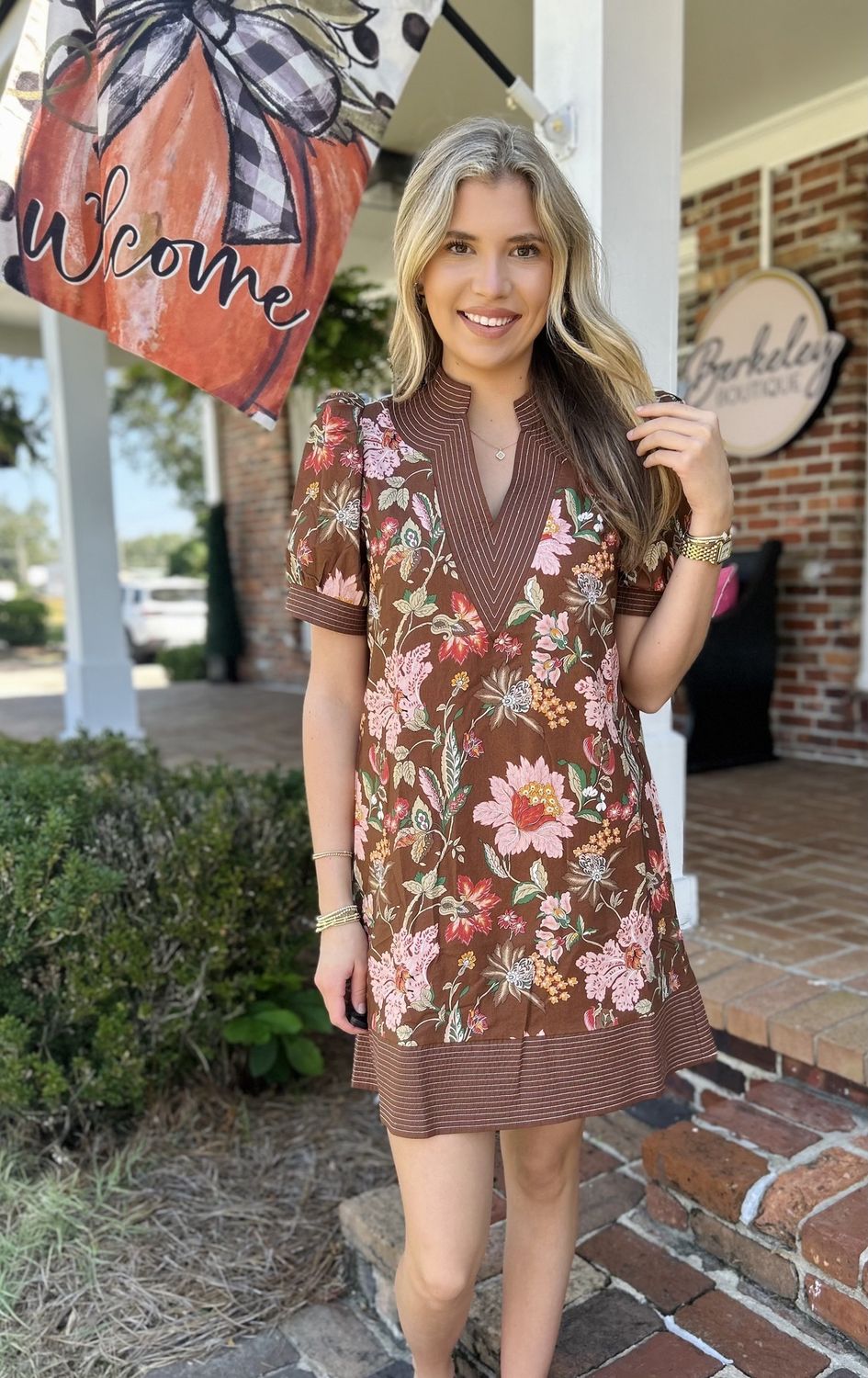 This Is The Right Thing Brown Flower Dress