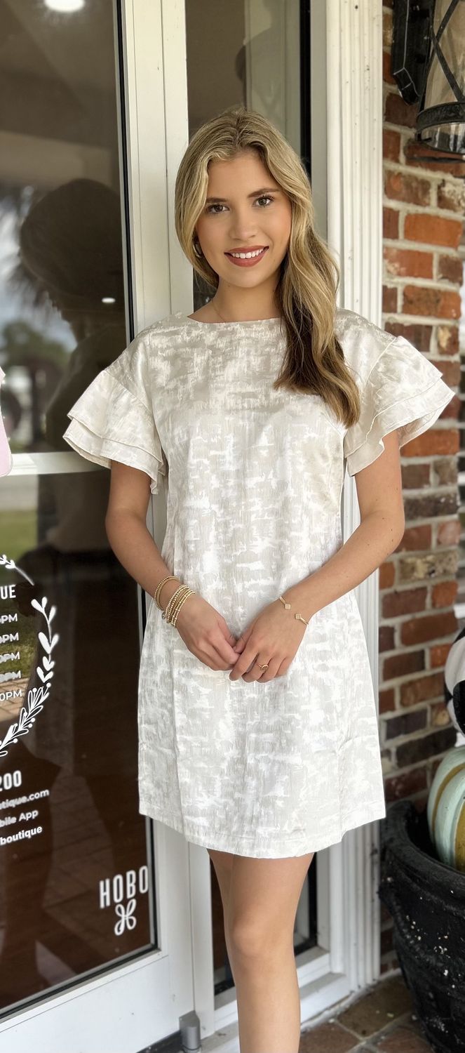 Metallic Ruffle Dress