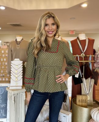 All You Need To Hear Olive Baby Doll Top